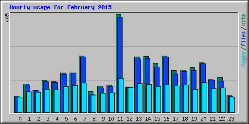 Hourly usage for February 2015